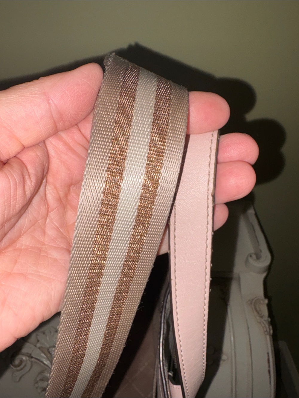 EUC- Michael Kors Pink Logo Tote with Striped Crossbody Strap & Wallet - Picture 11 of 17